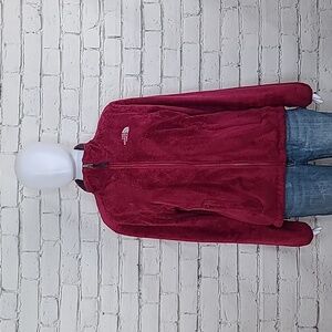 The North Face Osito Fuzzy Fleece Stand Collar Long Sleeve Jacket in Burgundy